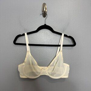 CUUP the plunge mesh bra in ivory size 36C